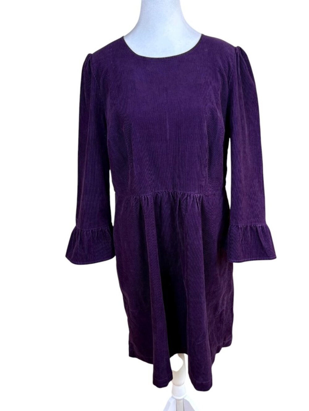 Boden Corduroy Dress Plum Purple Cotton Fit & Flare (12)
